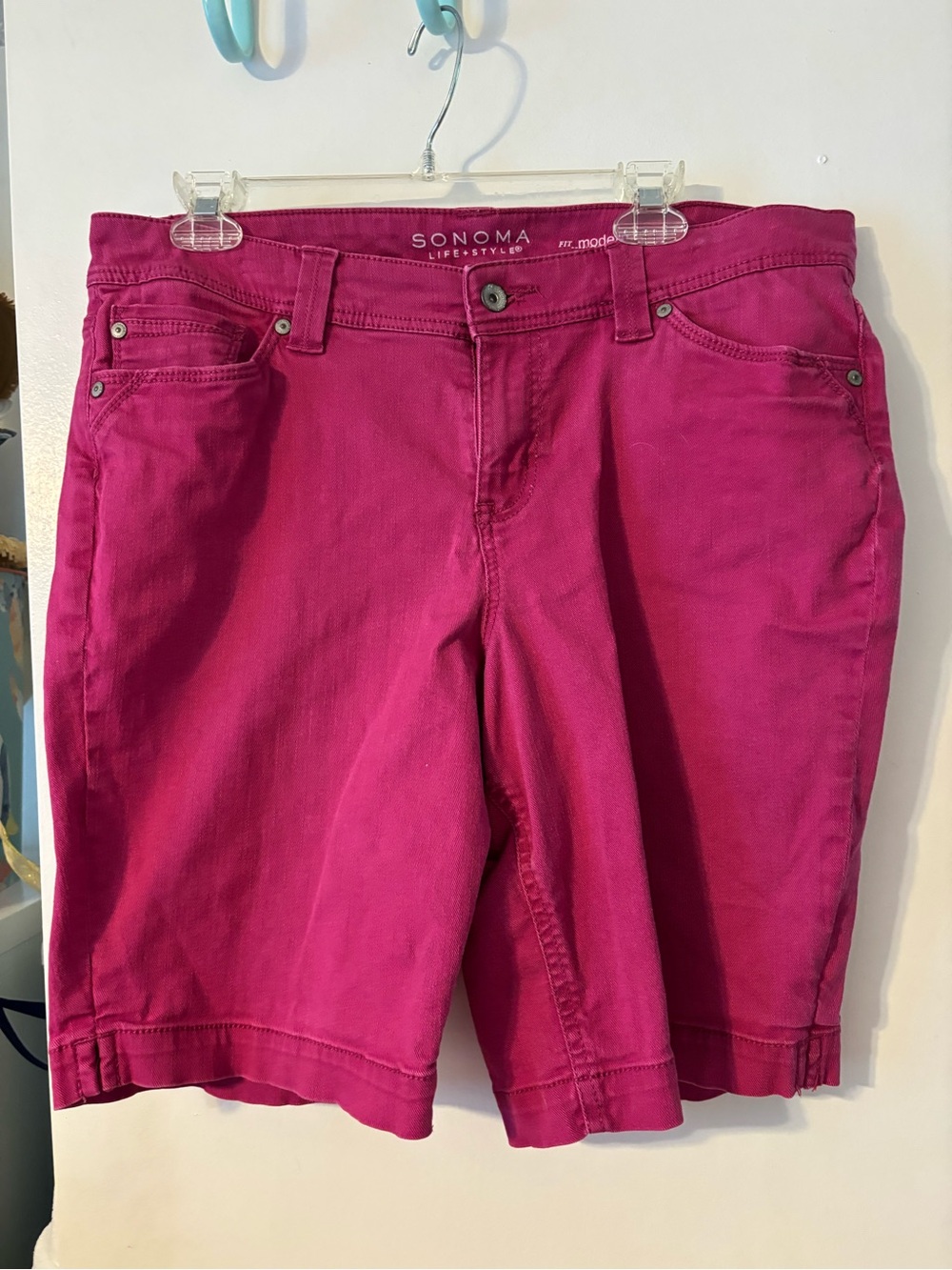 Sonoma Hot Pink Cotton Stretch Bermudas